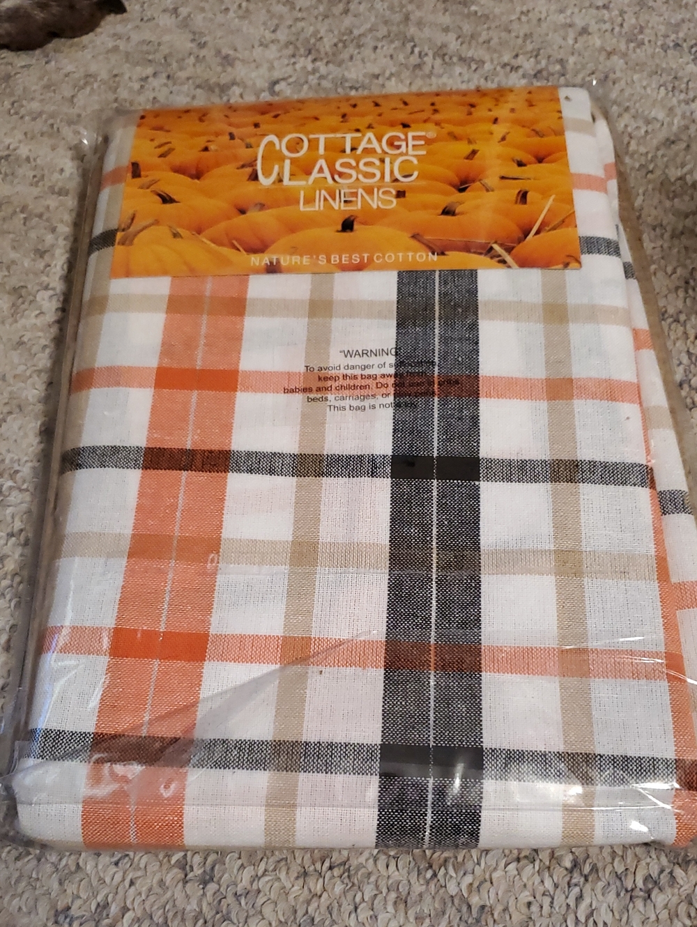 Orange Plaid Cotton Tablecloth